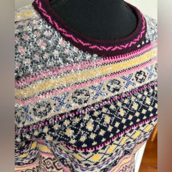 J. Crew sequin fair isle Lambs Wool sweater size XS - Picture 6 of 11